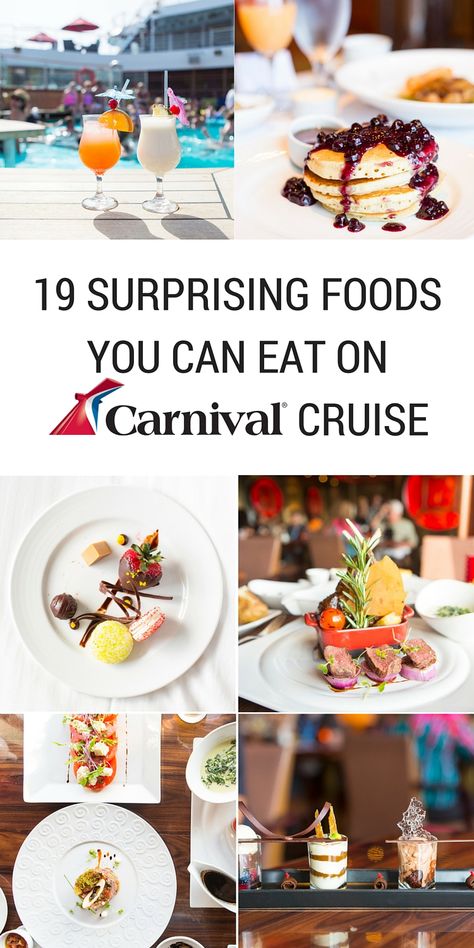 19 Surprising Foods You Can Eat On A Carnival Cruise Cruise Food Recipes, Carnival Cruise Food, Celebrity Millennium, Carnival Splendor, Carnival Cruise Tips, Carnival Conquest, Carnival Freedom, Carnival Magic, Carnival Cruise Ships