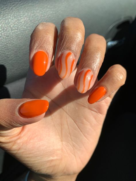 Orange Neutral Nails, Subtle Orange Nails, Dark Orange Short Nails, Orange Brown Gel Nails, Orange Shades Nails, Orange Fall Nails, Short Natural Nails, Orange Nail Art, Shellac Nail Designs