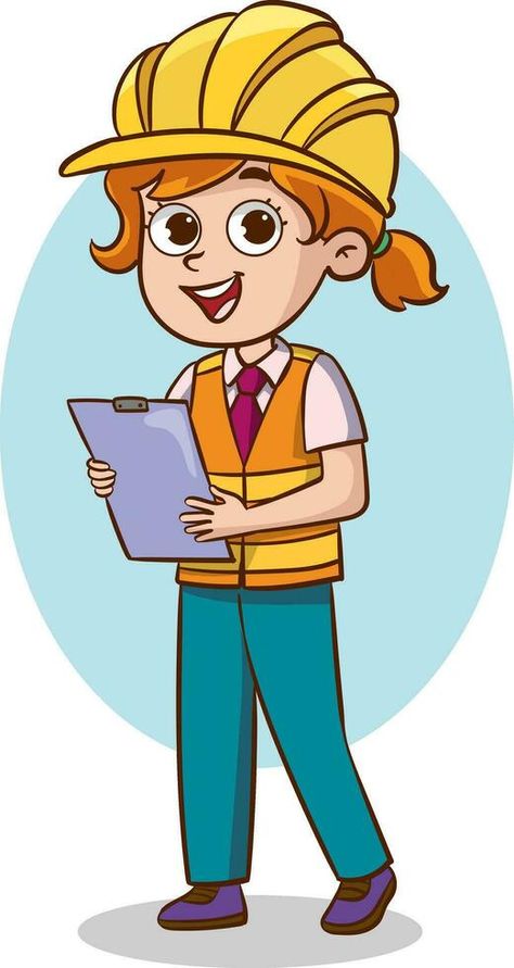 Cartoon engineer kid holding a clipboard and smiling. Vector illustration. Engineer Drawing Cartoon, Engineer Clipart, Engineer Cartoon, English Learning Books, Learning Books, Tree Templates, Easy Drawings For Kids, The Cartoon, English Learning