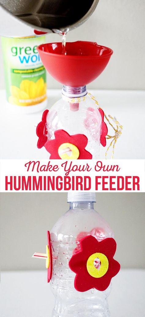 Simple Hummingbird, Homemade Hummingbird Feeder, Bird Feeder Diy, Diy Hummingbird Feeder, Hummingbird Feeder, Diy Bird Feeder, Summer Crafts For Kids, Humming Bird, Humming Bird Feeders