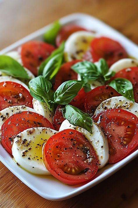 Discover the perfect Caprese salad recipe with fresh tomatoes, creamy mozzarella, and aromatic basil. A delicious, Recipe With Fresh Tomatoes, Caprese Salad Recipe, Fresh Tomato Recipes, Fresh Tomatoes, Caprese Salad, Salad Recipe, Mozzarella, Salad Recipes, Basil