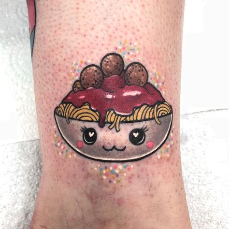 Ashley Luka 🌱’s Instagram profile post: “Just did this little kawaii spaghetti and meatballs for Rebecca! Thanks so much ✌🏻” Spaghetti Tattoo, Girly Tattoos, Spaghetti And Meatballs, Tattoo Pattern, Paw Print Tattoo, Meatballs, Tatting, Image Search, Tattoo Ideas