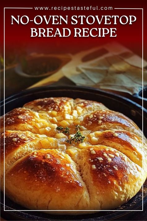 This No-Oven Stovetop Bread Recipe is an easy way to enjoy homemade bread without the need for baking. The result is fluffy and delicious bread that can be boiled and pan-fried, making it perfect for any meal or occasion. Serve it warm with butter, jams, or alongside soups! Stovetop Bread Recipe, Stovetop Bread, Stove Top Bread Recipe, Pan Fried Bread, Skillet Bread, Fry Bread, Bread Roll, Yeast Bread, Our Daily Bread