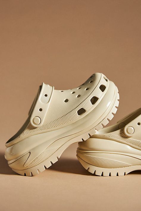 Rubber upper, insole, sole Slip-on styling Imported | Mega Crush Clogs by Crocs in Beige, Women's, Size: Us 6/eu 38, Rubber at Anthropologie Daphne Vincent, Crocs Platforms, Crocs Platform Clog, Croc Outfits, Crocs Mega Crush, Croc Platforms, Crocs Aesthetic, Crocs Platform, Platform Crocs