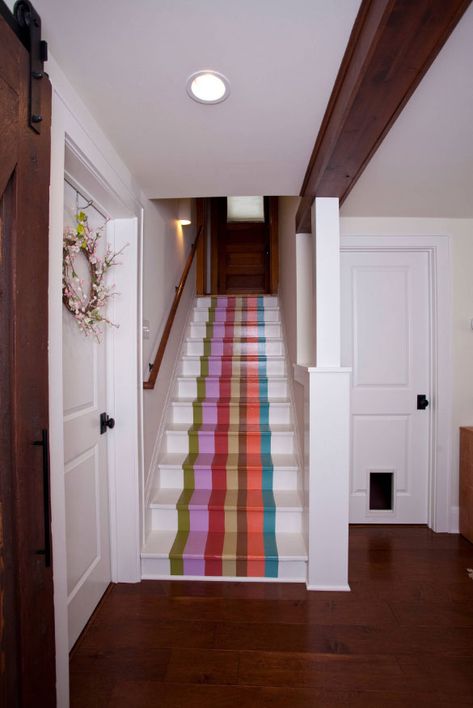 95 Ingenious Stairway Design Ideas for Your Staircase Remodel | Home Remodeling Contractors | Sebring Design Build Funky Basement, Stair Runners Ideas, Stairs With Landing, Stairwell Ideas, Painted Staircases, Creative Building, Staircase Remodel, Staircase Makeover, Stairway Design