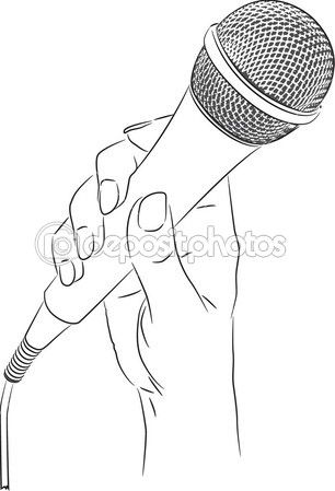 this picture of a microphone i can now draw! Holding A Microphone Pose Drawing, How To Draw A Microphone, Mic Drawing Easy, Microphone Drawing Reference, Hand Holding Microphone Drawing, Microphone Drawing Easy, Singing Drawing Reference, Singing Sketch, Microphone Sketch