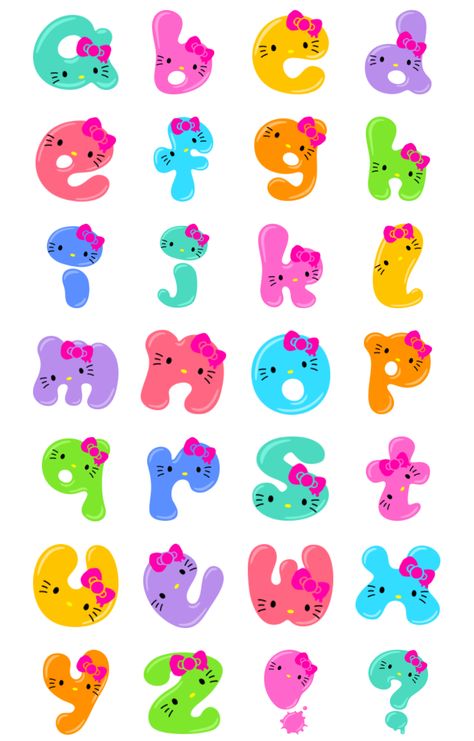 Hello Kitty Alphabet Hello Kitty Letters, Alphabet Free Printable, Printable Hello Kitty, Cute Fonts Alphabet, Printable Banner Letters, Hello Kitty Colouring Pages, Cute Alphabet, Alfabet Letters, Kitty Coloring