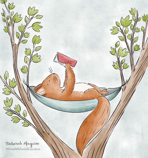 After a long week, Squirrel was very glad that the weekend had arrived 🤍📚 #drawing #ink #illustration #weekend #mood #rest #inkdrawing #kidlitart #kidlitillustration #irishillustration #illustrationartists #illustrator #threelittlebirdsillustration #deborahmaguireillustration #picturebookillustration #picturebookportfolio #picturebookart #simplemoment Animals Reading Books Illustration, Squirrels Illustration, Squirrel Drawing, Squirrel Illustration, Woodland Animal Art, Weekend Mood, Bunny Painting, Animal Doodles, Picture Books Illustration