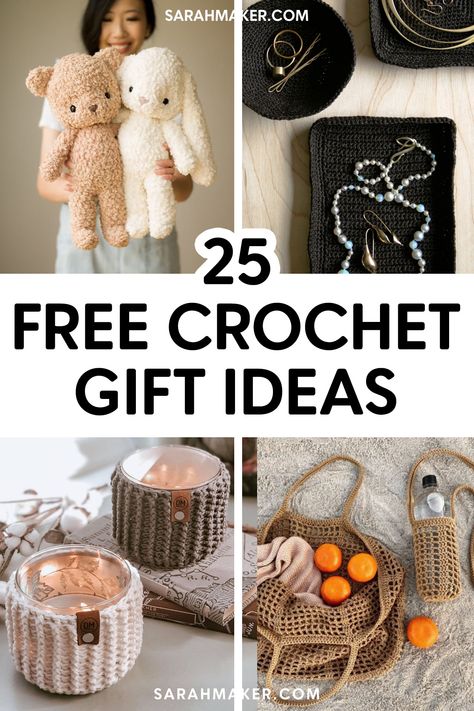 25 Crochet Gift Ideas (+ Free Patterns) - Sarah Maker Boyfriend Crochet, Sarah Maker, Crochet Birthday, Crochet Party, Diy Crochet Gifts, Modern Haken, Balloon Bear, Small Crochet Gifts, Quick Crochet Gifts