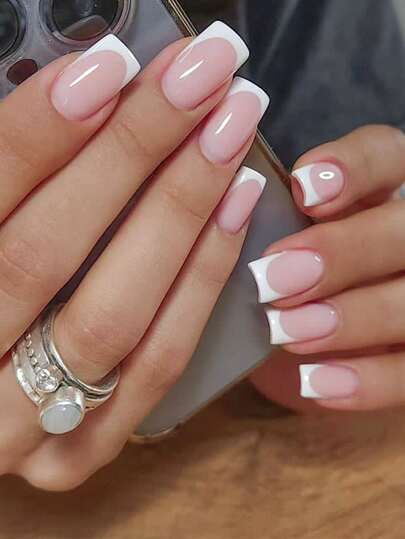 Bienvenue sur SHEIN White French Tip Acrylic Nails Short, Summer Nail 2024 Trends French, White Tips Nails, Square Acrylic Nails French, French Tip Acrylic Nails Square, French Nails Square, Square French Nails, French Square Nails, French Nails White