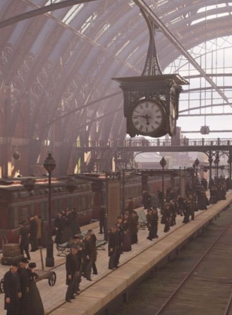 Victorian Train Station Aesthetic, Victorian Train Aesthetic, 19th Century Train Station, Assassins Creed Syndicate Aesthetic, Victorian Era Buildings, Ac Syndicate Aesthetic, Vintage Train Station Aesthetic, Old Train Station Aesthetic, Syndicate Aesthetic