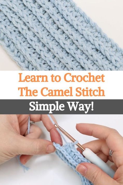 Knitting and crocheting look very different, but with the camel stitch, your crochet can look a lot like knitting! This stitch works best in the round and is a variation of double crochet.The only difference is where you insert the needle to start sewing! Camel stitch is the best of both worlds. Bella Coco, Design Kitchen Ideas, Crochet Stitches Guide, Knitting And Crocheting, Crochet Stitches For Beginners, Crochet Afghans, Tutorial Crochet, Crochet Borders, Double Crochet Stitch