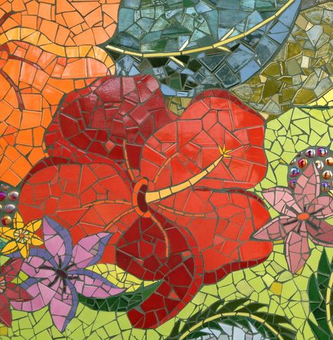 mosaic art gallery | Laurel True: True Mosaics Studio Tropical Mosaic, Contemporary Mosaics, Mosaic Hearts, Mosaic Inspiration, Floral Mosaic, Glass Mosaic Art, Mosaic Supplies, Mosaic Flowers, Mosaic Pieces