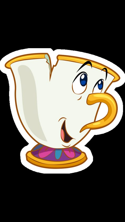 Chip Potts is a character from the Disney cartoon Beauty and the Beast who was turned into a cup. Chip Potts looks like a small white cup with a gold rim and a handle spout. The cartoon sticker... The Beast And The Beauty, Chip Cup Beauty And The Beast, Chip Drawing Beauty And The Beast, Beauty And The Beast Cartoon Characters, Disney Beauty And The Beast Characters, Beauty And Beast Characters, Beauty And The Beast Characters Drawings, Chip From Beauty And The Beast, Small Disney Characters