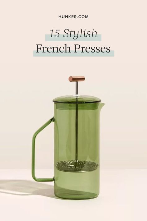 Be sure to have your favorite coffee beans on hand and a coffee grinder at the ready before diving into our favorite high-quality French presses, below. #hunkerhome #frenchpress #frenchpresscoffee #coffee #frenchpressers Best French Press Coffee Maker, French Press For Tea, Yield French Press, Cute French Press, Hand Coffee Grinder, French Press Aesthetic, Cold Brew French Press, Kitchen Items Must Have, French Press Design