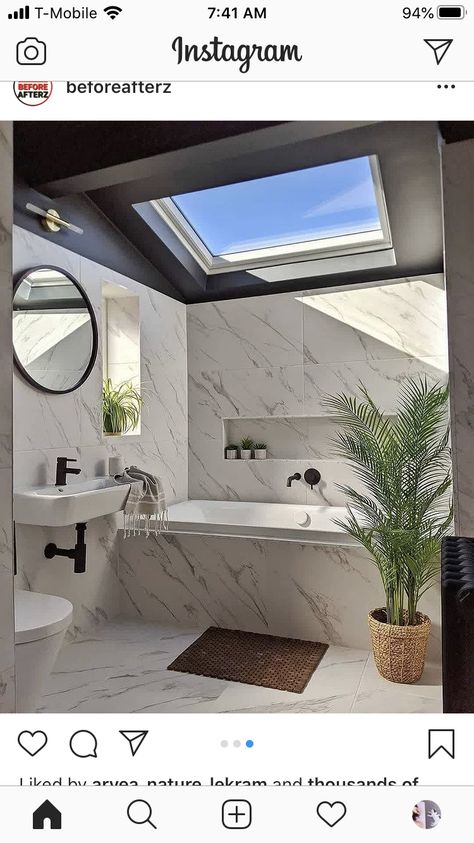 Painted Bathroom Ceiling, Skylight Bathroom, Glamorous Bathroom Decor, Bedroom Addition, Painted Bathroom, Loft Bathroom, Dream Shower, Bathroom Ceiling, Outdoor Bathrooms