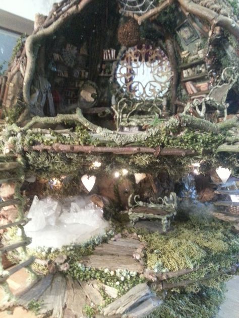 Fairy house A 1/12 scale fairy tree-house made of natural materials consisting of plant fibers and silk bi-products, clays, lichens and mosses.by Faylinn Fairy House Aesthetic, Tree House Aesthetic, Fairy Wonderland, Nature Fairy, Fairy Room, Fairy Grunge Aesthetic, Fairy Tree Houses, Fairy Tree, Casa Vintage