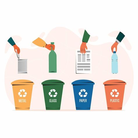 Segregation Of Waste, Garbage Waste, Illustration Flat, Waste Management, Waste Disposal, Plastic Glass, Flat Style, Background Illustration, Fashion Flats