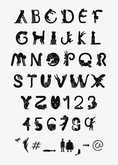 Cat Font - Jaime Vicente Cat Numbers Font, Cat Fonts Alphabet, Cats Alphabet, Cat Letters, Cat Typography, Cat Lettering, Cat Font, Animal Font, Chalkboard Fonts