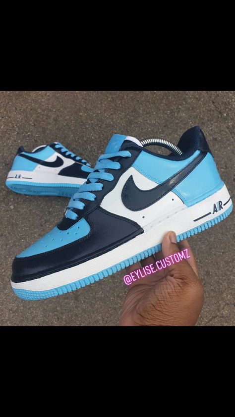 Nike Air Force 1 Custom Blue, Custom Nike Air Force 1 Ideas, Air Force 1 Diy Custom, Costum Air Force One, Blue Airforce 1, Air Force Custom Ideas, Custom Af1 Ideas, Air Force 1 Custom Ideas, Custom Air Force 1 Diy