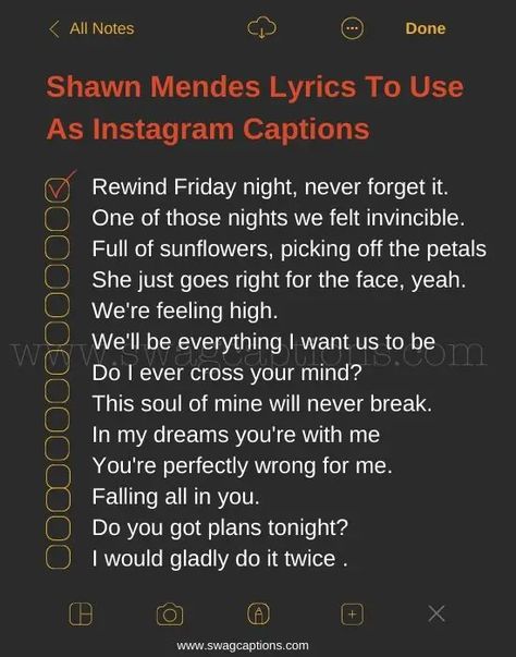 Shawn Mendes Lyrics To Use As Your Next Instagram Caption Shawn Mendes Bio Ideas, Shawn Mendes Captions For Instagram, Shawn Mendes Captions, Shawn Mendes Quotes Lyrics, Song Lyrics Captions For Instagram, Shawn Mendes Song Lyrics, Popular Lyrics, Song Lyrics Captions, Lyrics Captions