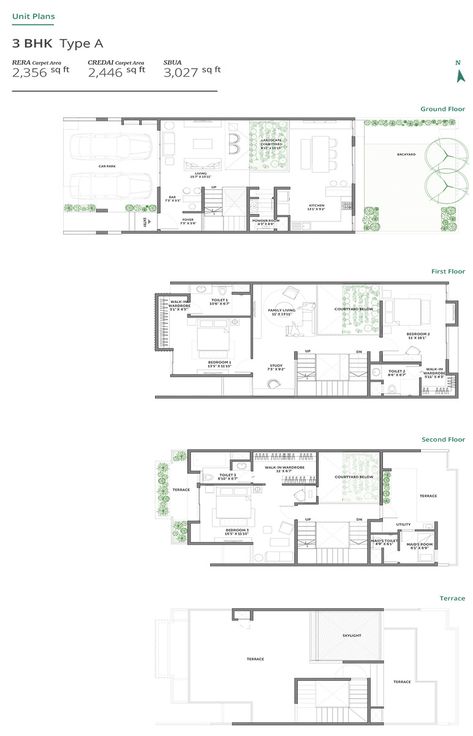 3 BHK Row Houses Off Bangalore International Airport Road at Earth & Essence by Assetz Bangalore International Airport, Row Houses, Maids Room, Architectural Floor Plans, Villa Plan, Unit Plan, Backyard Living, Walk In Wardrobe, Row House