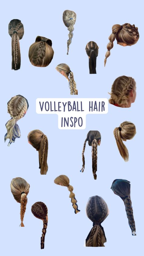 Cute Ponytails For Volleyball, Cute Volleyball Tournament Hairstyles, Cute Sporty Hairstyles For Medium Hair, Hair Ideas For Volleyball, Short Hair Volleyball Hairstyles, Volley Hairstyles, Wrestling Hairstyles, Volleyball Essentials, Cute Volleyball Hairstyles