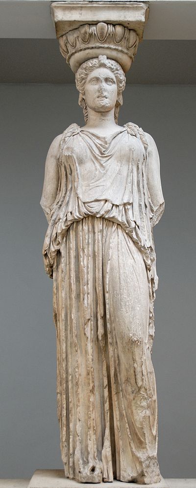 Ancient Greek statue showing women's clothing Greek Images, Ancient Greece Fashion, The Erechtheion, Greek Artwork, Ancient Greek Clothing, Greece Fashion, Ancient Greek Sculpture, Greek Statues, Ancient Greek Art