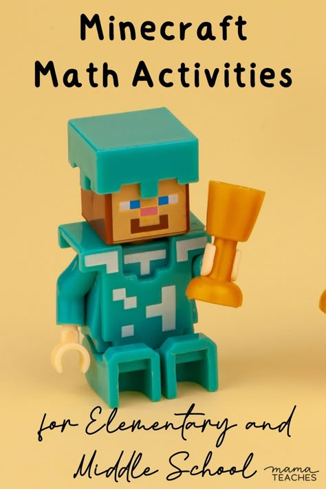 Minecraft Math Activities for Elementary and Middle School - Mama Teaches Minecraft Stem Activities, Minecraft Homeschool, Activities Elementary, Free Homeschool Resources, Measurement Activities, Math Activities For Kids, Construction Activities, Fun Math Activities, Library Activities