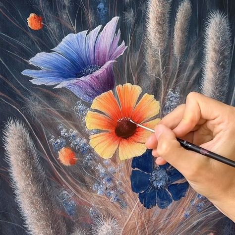 983K views · 38K reactions | Colorful Bright Flowers Acrylic Painting 🎨 | Colorful Bright Flowers Acrylic Painting �🎨💐 #art #painting #acrylicpainting | By Feliks K | Facebook Feliks K Art, Ancient Games, Acrylic Painting Colorful, Flowers Acrylic Painting, Tutorials Art, Flowers Acrylic, Sketch Books, Painting Flowers, Painting Videos