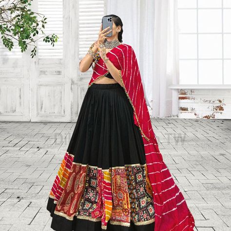 Black & Red Navratri Chaniya Choli Indian Traditional Outfit Garba Lehenga Garba Night Lengha Ready to wear garba Dress for Navratri wear by DikshaCreationTW on Etsy Black Garba Outfit, Garba Night Outfit, Dress For Navratri, Gujarati Lehenga, Garba Steps, Garba Lehenga, Garba Chaniya Choli, Gamthi Work, Zip Stitching