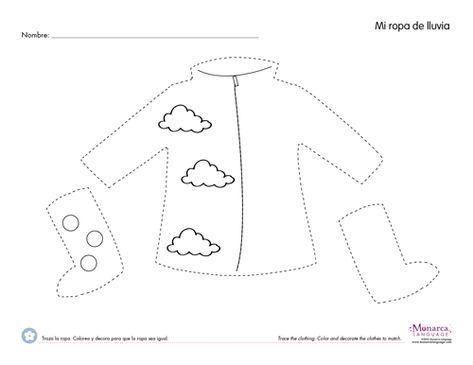 clothes trace worksheets Colour Worksheet, Cute Raincoat, Trace Worksheet, Winter Crafts For Toddlers, Worksheet For Kids, Worksheets For Preschool, Activity Pages, Color Worksheets, Preschool Teacher