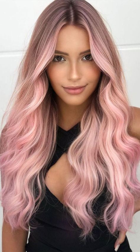 Under Color Hair Ideas Blondes, Pastel Pink Hair Ombre, Dusty Rose Hair, Baby Pink Hair, Pink Ombre Hair, App Filter, Light Pink Hair, Pink Blonde Hair, Red Balayage