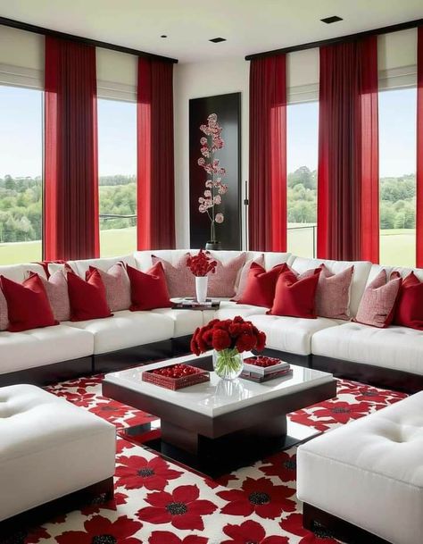 Red Living Room Decor, Living Room Color Combination, Lighting Hacks, Traditional Design Living Room, Rectangular Living Rooms, Room Color Combination, Beautiful Bedroom Decor, Home Decor Cozy, Classy Living Room