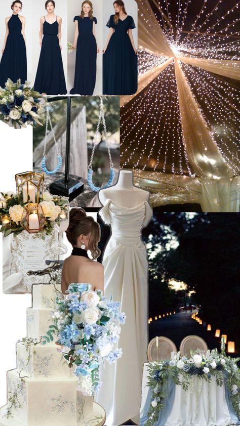 Inspiration for an evening black tie wedding with classic navy and blue accents. Outdoor Wedding Night, Blue Classic Wedding, Black Tie Wedding, Wedding Ties, Wedding Night, Classic Wedding, Blue Accents, Wedding Classic, Black Tie