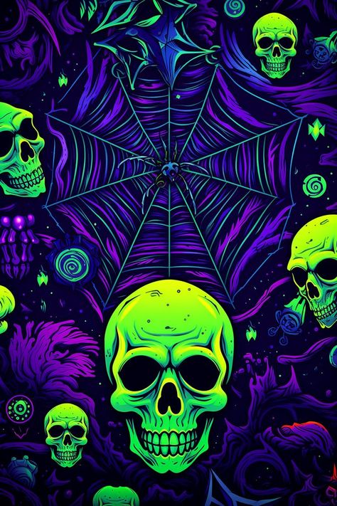 Green Halloween Wallpaper, Cool Trippy Wallpaper, Wallpaper For Halloween, Creepy Posters, Happy Halloween Wallpaper, Blacklight Halloween, Halloween Graffiti, Halloween Graphic Design, Halloween Iphone Wallpaper