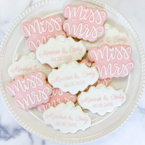 Bridal Shower | From Miss To Mrs! - Southern Sugar Bakery Miss To Mrs Cookies, Bride To Be Cookies, Traveling From Miss To Mrs, Bloom Theme, Wedding Shower Cookies, Bridal Shower Inspo, Bridal Shower Planning, Bridal Shower Cookies, Miss To Mrs