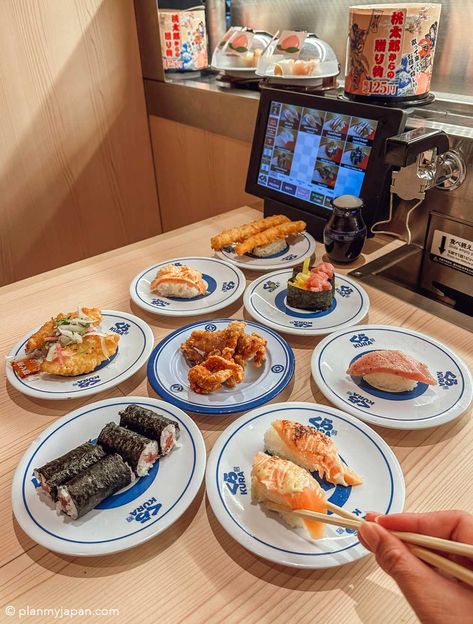 Conveyor Belt Restaurant, Sushi Belt, Sushi Conveyor Belt, Kura Sushi, Sushi In Japan, Revolving Sushi Bar, Revolving Sushi, Sushi Guide, Kit Kat Flavors