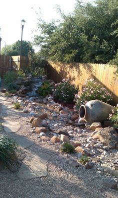 Desert Landscape Backyard, Dry Creek Bed Landscape, Desert Landscaping Backyard, Dry Stream, Desert Backyard, Stream Bed, Landscape Backyard, Dry Creek Bed, Dry River