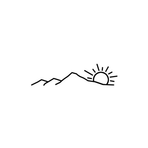 Horizon Line Tattoo, Sunrise Doodle, Sunset Outline, Unforgettable Tattoo, Sunrise Drawing, Travel Tattoo Ideas, Numbers Typography, Ocean Drawing, Cute Couple Shirts