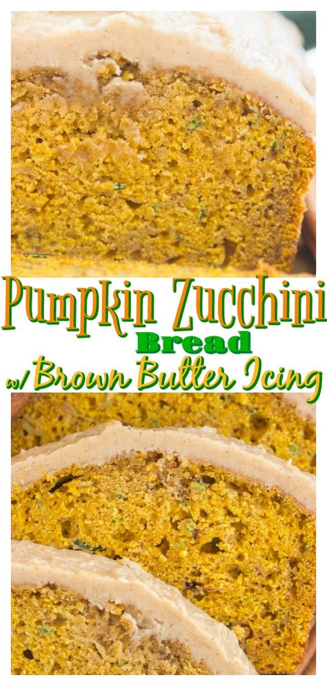 Peach Strudel, Pumpkin Zucchini Bread, Brown Butter Icing, Zucchini Bread Muffins, Pumpkin Zucchini, Zucchini Recipes Dessert, Zucchini Bread Healthy, Zucchini Banana Bread, Healthy Bread Recipes