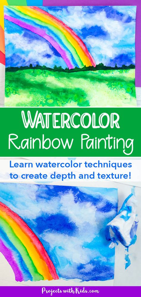 Rainbow Painting For Kids, First Grade Art, Creative Watercolor, Learn Watercolor, Rainbow Painting, Watercolor Rainbow, Homeschool Art, Great Paintings, Rainbow Art