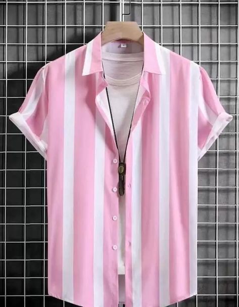 Color Block Shirts, Fits For Summer, Gay Fashion, Look Short, Half Sleeve Shirts, Womens Dress Suits, Pink Men, Men Shirts, Mens Button Up