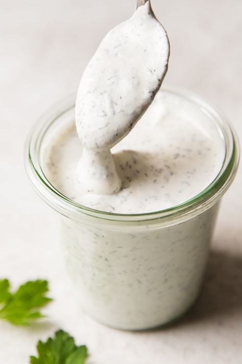 Homemade Ranch Dressing | The Modern Proper Keto Ranch Dressing Recipe, Low Calorie Salad Dressing, Light Ranch Dressing, Simple Side Salad, Low Carb Dressing, Breakfast Recipes Low Carb, Ranch Dressing Recipe Homemade, Low Calorie Salad, Buttermilk Ranch Dressing