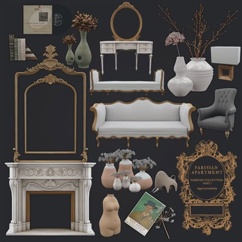 FEBRUARY 2021 PARISIAN SET PART I | AggressiveKitty on Patreon Sims 4 Decor Cc Set, Sims 4 Cc Parisian, Rococo Sims 4 Cc, Sims 4 Cc Royal Furniture, Sims 4 Rococo Cc, Sims 4 Royal Cc Furniture, Sims4 Cc Furniture Patreon, Sims 4 Buy Cc, Sims4 Cc Furniture