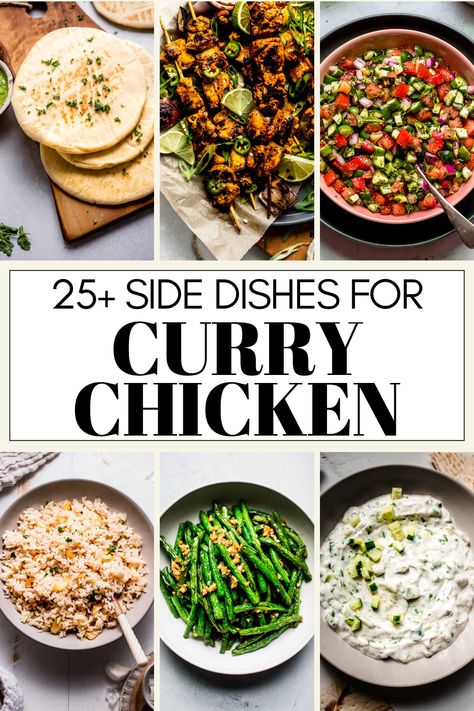 Wondering what goes with Chicken Curry Chicken besides rice? This handy guide covers all of the best curry chicken sides – from veggies, samosas, raita, and more! Sides For Curry Chicken, Chardonnay Food Pairing, Indian Tomato Soup, Chicken Sides, Garlic Rice Recipes, Curry Side Dishes, Best Sides, Sides For Chicken, Green Curry Chicken