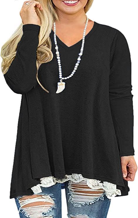 95% Rayon, 5% Spandex Pull On closure This tunics is made of lightweight and soft fabric for comfortable feminine touch Plus size tunic top features lace splicing hem on front for elegant and charming look Pairing this tunic shirt with legging or jeans, suits for daily, going out, party, work and casual wear PLUS SIZE - Yes, we have your size! We focus on plus size clothing and offer superior service, return or refund available if there is any problem with the item. Tunics With Leggings, Plus Size Tunic, Boho Tunic Tops, Tunic Tops Casual, Winter Boho, Casual Tunics, Lace Tunic, Lace Splicing, Casual Summer Tops