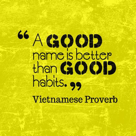 A good name is better than good habits. Vietnamese proverb Ancient Proverbs, Idioms And Proverbs, Life Proverbs, Book Of Proverbs, African Proverb, Proverbs Quotes, Quick Quotes, Good Habits, Cool Names