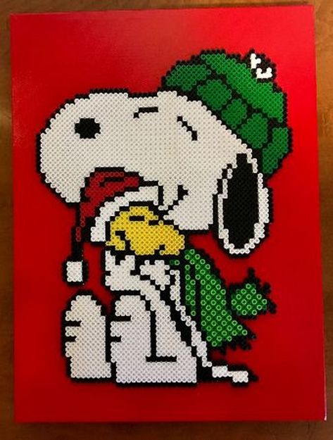 Snoopy Melty Beads, Snoopy Perler Beads, Snoopy Perler, Beads Patterns, Hamma Beads, Melty Beads, Snoopy Christmas, Fathers Day Presents, Perler Bead Art