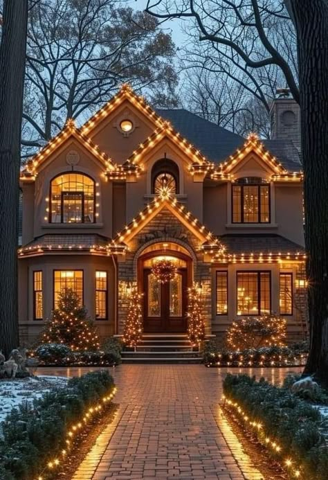 Fabulous Homes, Christmas Outdoors, Lights Decorations, Dream Ideas, Christmas House Lights, Christmas Dreaming, Creative Architecture, Dream Life House, Christmas Scenery